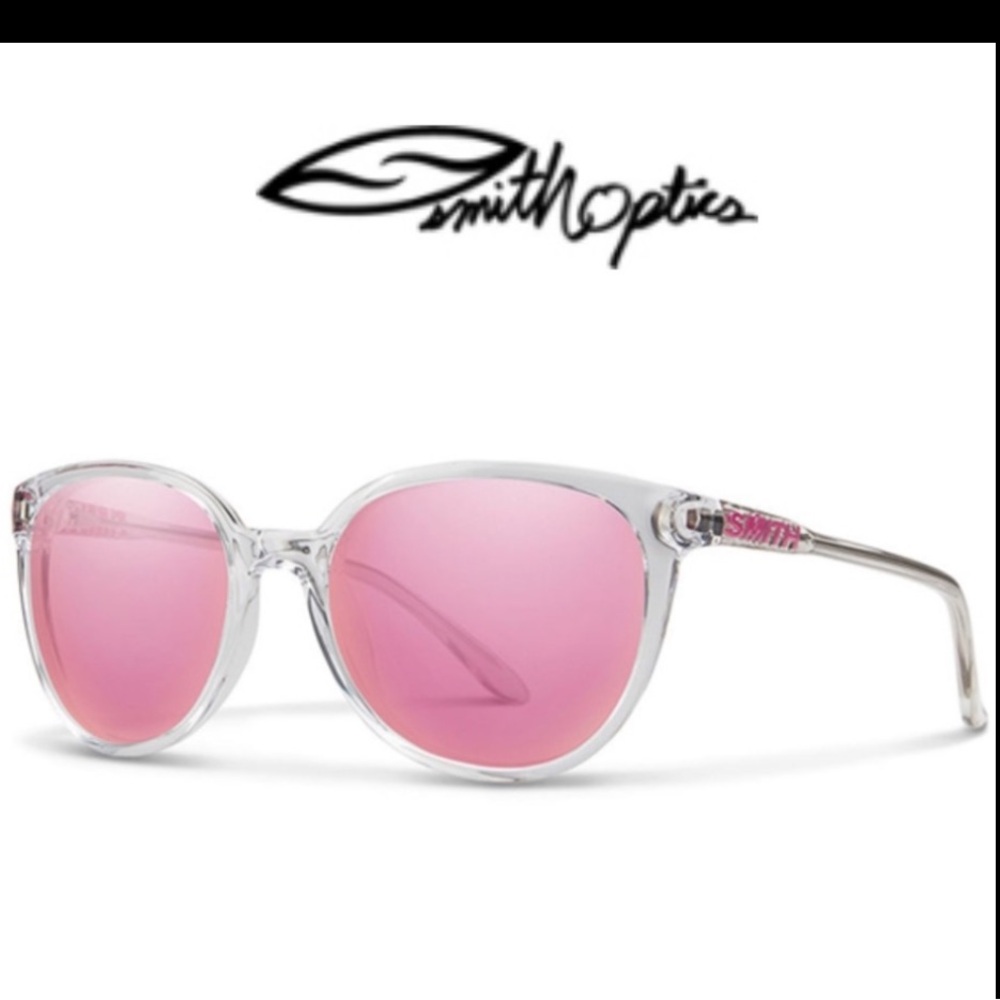 SMITH CHEETAH Clear Pink SMITH Frame Sunglasses NEW polarized ROSE GOLD Lenses